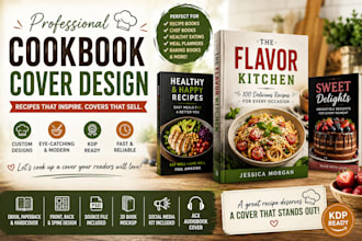 design a professional cookbook cover for amazon KDP and ebook