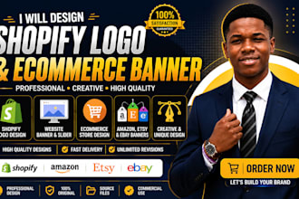 design shopify logo, ecommerce banner, website slider and store branding