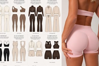 design fashion tech pack activewear hoodie tech pack, sportwear for production