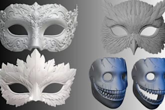 3d mask, halloween mask, 3d helmet, cosplay mask model for printing