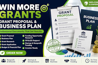 write grant proposal, business plan, grant research and grant application