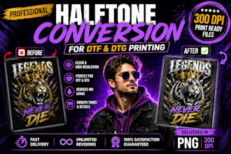 create streetwear halftone artwork for dtf and dtg printing