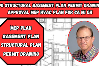 do structural basement plan permit drawing approval mep hvac plan for ca mi oh