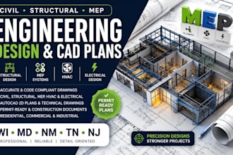 civil structural engineer mep hvac electrical design autocad plans wi MD nm tnnj