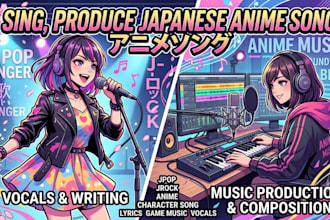 sing, produce japanese anime song, character song lyrics in jpop or jrock style
