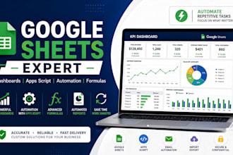 create automated google sheets dashboards, formulas, trackers and inventory