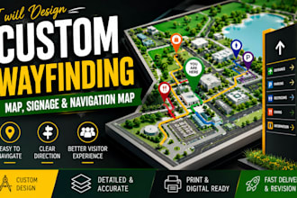 design custom wayfinding map, directional signage map and visitor navigation map