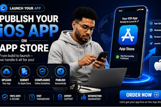customize upload publish ios app,  andriod app, to app store or play store