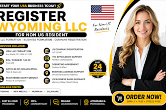 register wyoming llc for non US resident,delaware llc, US llc business formation