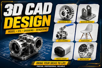 create 3d cad design, technical drawings product design, stl for printing