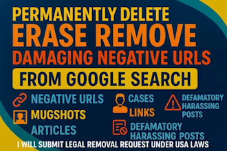remove mugshots delete negative links, erase bad articles false news from google