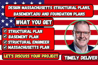design massachusetts structural plans, basement, adu and foundation plans