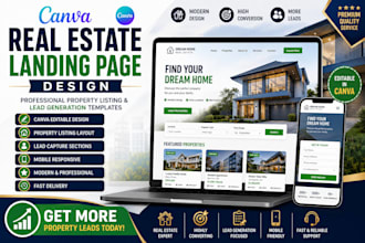 design canva real estate landing page property listing lead generation template