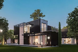 design shipping container home, modular prefab villa, tiny house layout,adu home