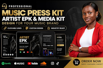 design music press kit, artist epk and media kit design with clickable links