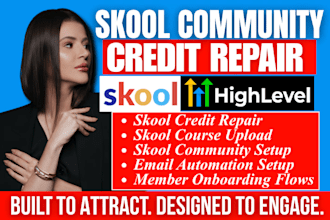setup skool online community, skool credit repair gohighlevel skool automation