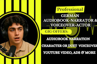 be your german audiobook narrator, record german voiceover for animation, ads