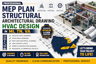 mep plan structural and architectural drawing hvac design in mi tn VA