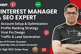 be your pinterest manager for seo account setup and traffic