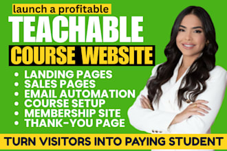 design teachable course website, landing page, sales funnel and membership setup