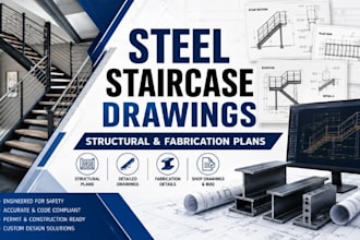 design steel staircase plans and structural drawings for building