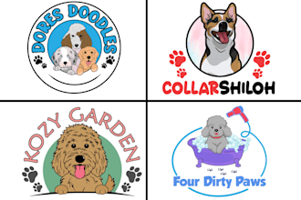 do unique animal, pet, dog, cat, veterinary, cartoon character logo design