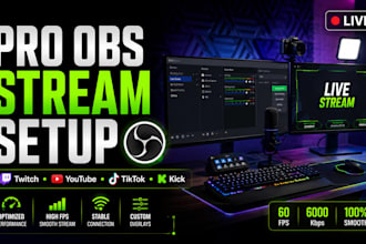 setup or fix obs studio, streamlabs and vmix for twitch, youtube, kick