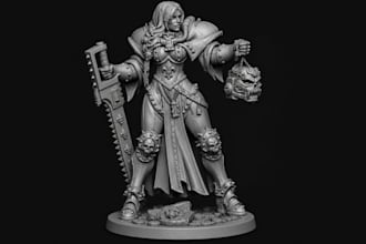 sculpt 3d tabletop rpg figurine, miniature,warhammer 40k kitbash for 3d printing