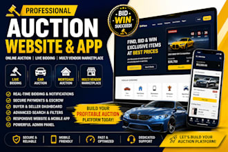 build online auction, car auction, bidding, multi vendor marketplace website