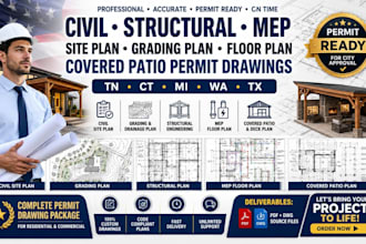 civil site plan grading plan structural engineering mep covered patio tn mi wa