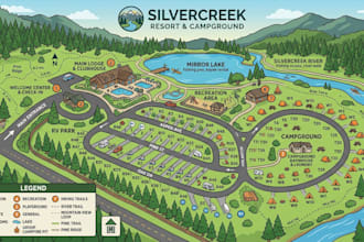design a custom rv park map, campground map, and resort map