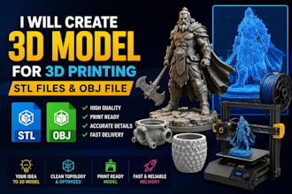 create a 3d model for printing stl files and obj file