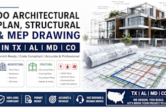 do architectural plan structural and mep drawing in tx al md co