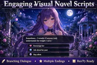 write engaging visual novel script with branching dialogue
