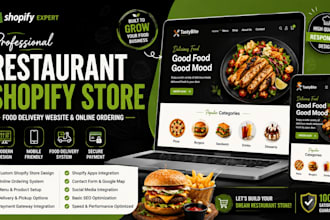 design restaurant shopify store food delivery website and online ordering