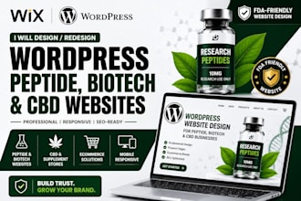 design, redesign a wordpress peptide website, biotech website, cbd store