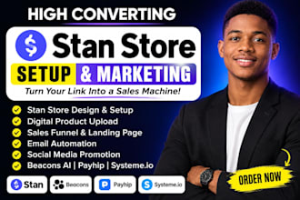 setup stan store stan store setup shopify cro website systeme io landing page