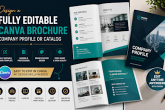 design a fully editable canva brochure, company profile or catalog