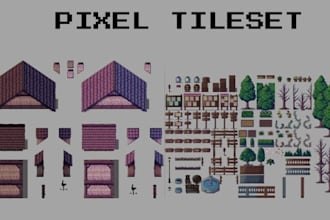 create custom pixel art tileset, game assets, tile map and sprite sheet