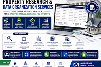 do property research, data organization service and real estate record research