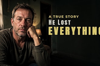 design a cinematic documentary or interview youtube thumbnail