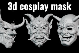 sculpt 3d printable halloween mask wearable oni mask cosplay helmet anime armor