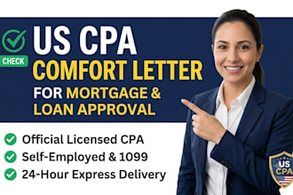 draft an official us cpa comfort letter for mortgage and income verification