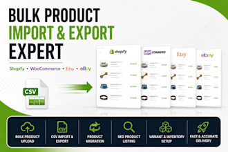 bulk import export products, product upload and store migration for shopify