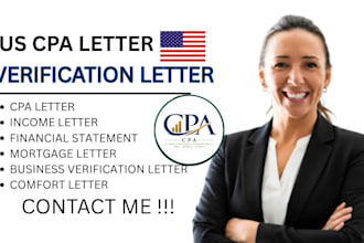 write us cpa letter, comfort letter, verification letter, profit and loss