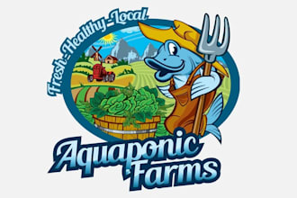 design custom farmer fish character logo