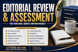 do editorial review and assessment for your book, ebook, and any writing project