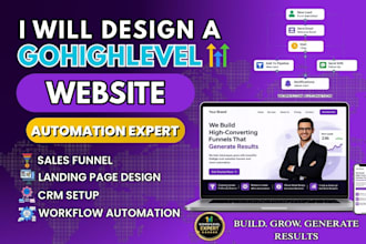 design gohighlevel website,ghl landing page, ghl crm sales funnel and automation