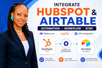 integrate hubspot and airtable using make com, zapier, or their official apis