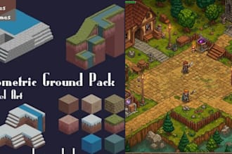 isometric pixel art tileset, tilemap game assets environment 8bit